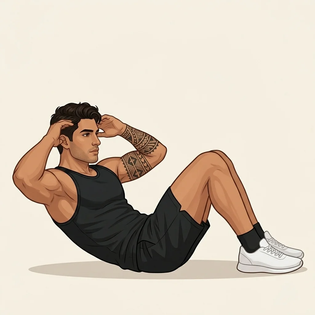 Crunch abdominal: ilustración de la técnica (hombre)