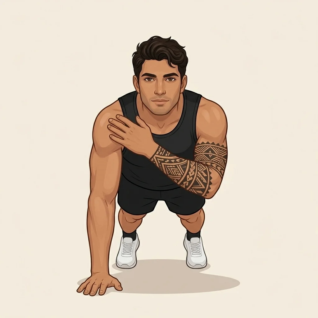Plancha con toques de hombro: ilustración de la técnica (hombre)