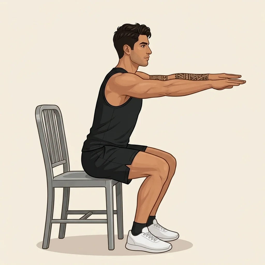 Sentadilla a la silla: ilustración de la técnica (hombre)