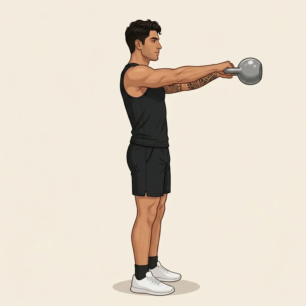 Swing con kettlebell: ilustración de la técnica (hombre)