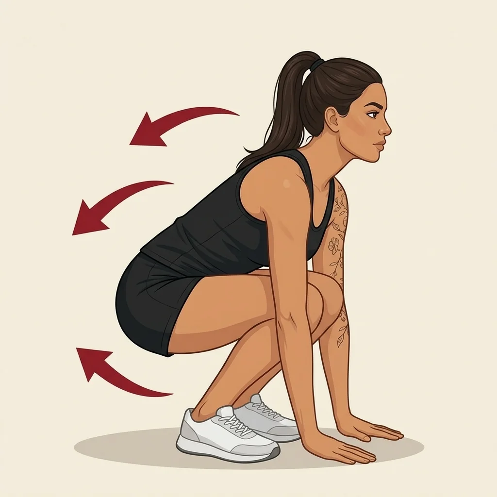 Burpee: ilustración de la técnica (mujer)
