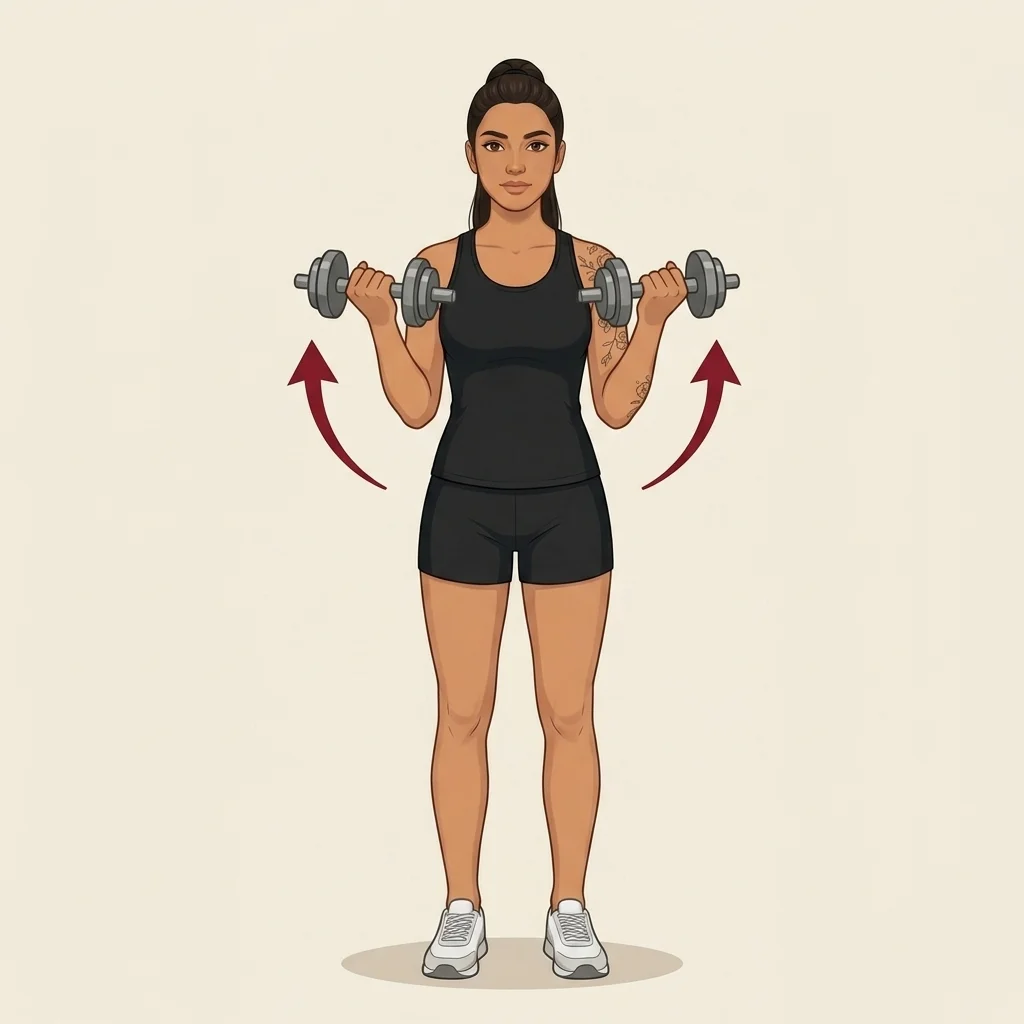 Curl martillo: ilustración de la técnica (mujer)