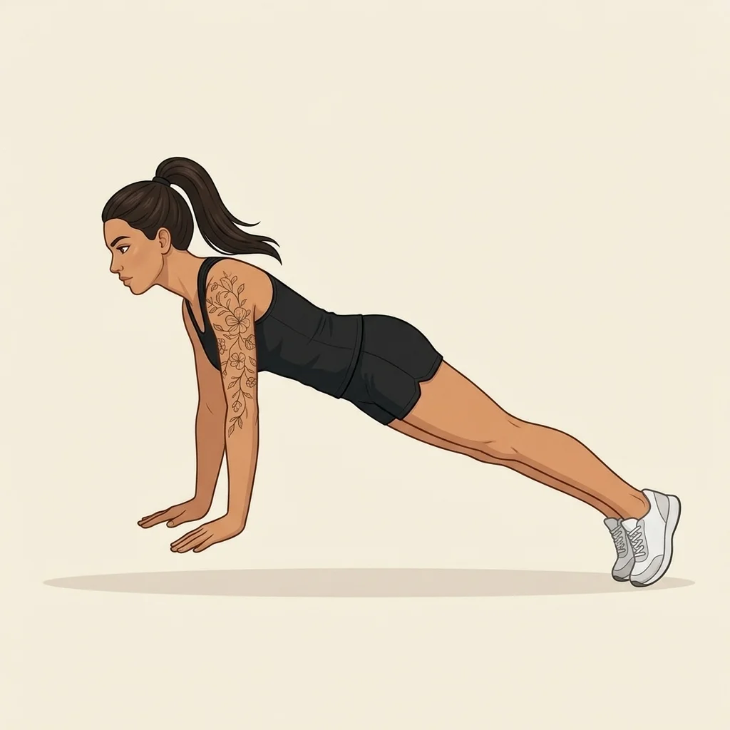 Flexión pliométrica: ilustración de la técnica (mujer)