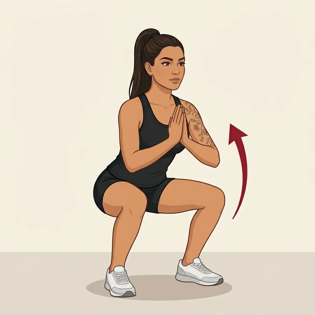Sentadilla profunda sostenida: ilustración de la técnica (mujer)