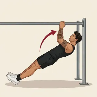 Remo invertido en barra de parque, ilustración