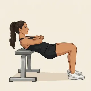 Hip thrust en banco, ilustración